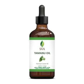 SVA Tamanu Oil - 4 Fl Oz – 100% Natural Cold Pressed Tamanu Oil - for Face, Skin Care, Hair Care, Scalp Massage & Body Massage – Carrier Oil with Dropper