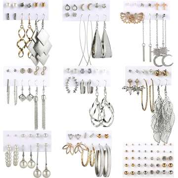 Funtopia 68 Pairs Drop Dangle Earrings Set for Women