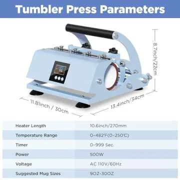 OIIEE 30OZ Tumbler Heat Press Machine 110V Auto Timer Cup Mug Heat Press Machine for 9 OZ 11 OZ 15 OZ 16 OZ 20 OZ 30 OZ Sublimation Straight Tumbler Bottles,Ceramic Mugs,Glass Cans Heat Transfer Print