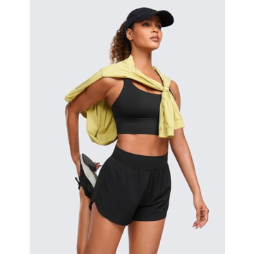 CRZ YOGA High Waisted Running Shorts for Women 3" Split