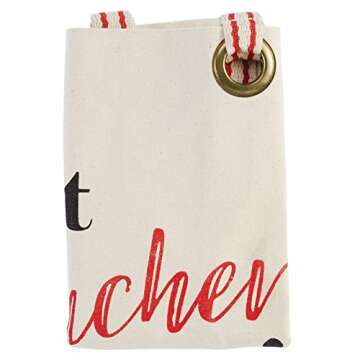 Mud Pie Best Teacher Ever Tote Bag, One Size, Off White
