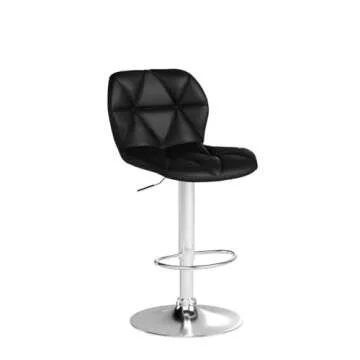 Yaheetech Bar Stools Set of 4, Adjustable PU Leather Swivel Barstools, Modern Counter Stools with Back and Footrest, Counter Height Barstools for Bar, Kitchen, Dining Room, Black