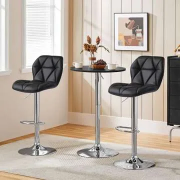 Yaheetech Bar Stools Set of 4, Adjustable PU Leather Swivel Barstools, Modern Counter Stools with Back and Footrest, Counter Height Barstools for Bar, Kitchen, Dining Room, Black