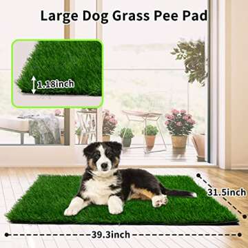 Grass Pad for Dogs 39.3 x 31.5 inches Strong Absorbency Soft Artificial Grass for Pets Potty Trainin...