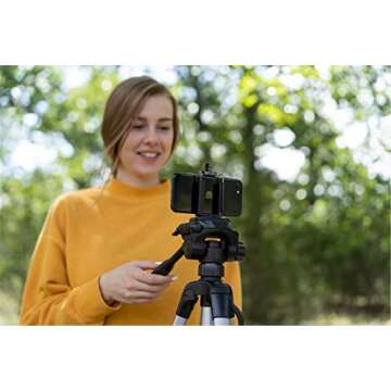 DaVoice Tripod Phone Mount 1/4" Screw Adapter, Compatible with iPhone Samsung and Cell Phones, Adjustable Smartphone Holder Attachment Clip for Tripod Camera Stand, Sturdy Universal Clamp (Black)