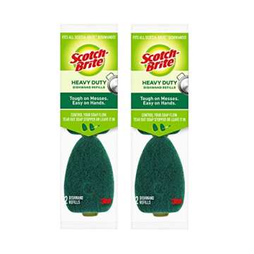 Scotch-Brite (2 Dishwands and 6 Refill Replacement Heads) Heavy Duty Dish Wand Sponge For Kitchen Sink Cleaning Brush