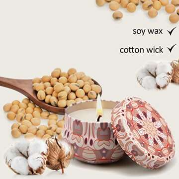 Scented Candles Gift Set, Soy Wax Candles, Aromatherapy Candles for Home, Linen, Apple Cinnamon, Lav...