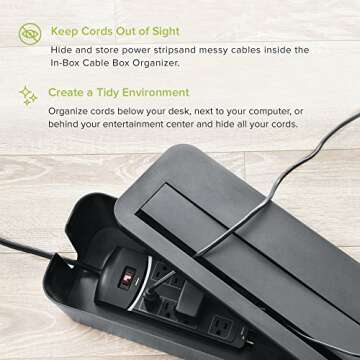 UT Wire In-Box Extra Large Cable Organizing Management Box for Under Desk Surge Protector Concealer White