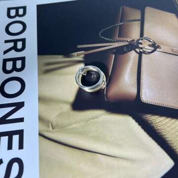 IQIC Two Tone Ring for Women Gold Silver Interlocking Ring Stacking Link Connected Rings Statement Thick Ring Twisted Mixed Metal Ring Maximalist Jewelry (Size9)