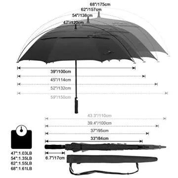 G4Free 47/54/62/68 Inch Automatic Open Golf Umbrella Oversize Extra Large Double Canopy Vented Windproof Waterproof Stick Umbrellas