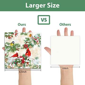 50pcs Christmas Cardinal Guest Napkins 3 Ply Disposable Paper Pack Red Cardinal Bird Paper Luncheon Dinner Hand Napkins Cardinals Birthday Party Decor Bird Party Supplies