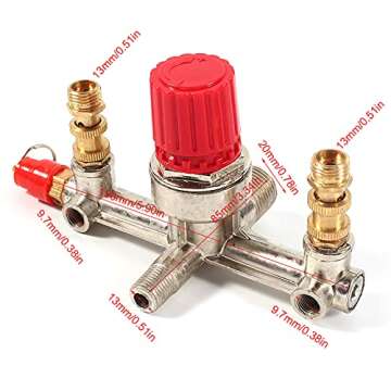 compressor regulator, air compressor, Double Outlet Tube Alloy Switch Pressure Regulator Valve Fit Part, Air Compressor Accessories