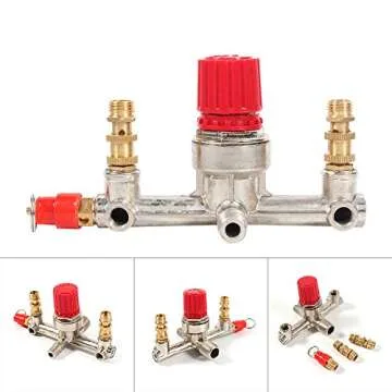 compressor regulator, air compressor, Double Outlet Tube Alloy Switch Pressure Regulator Valve Fit Part, Air Compressor Accessories