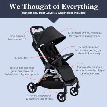 Colugo The One Stroller - Lightweight Easy Fold Compact Toddler and Baby Stroller for Travel, Large ...