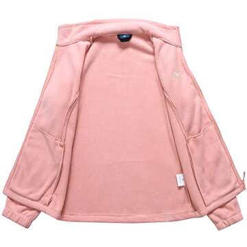 GIMECEN Women's Lightweight Full Zip Soft Polar Fleece Jacket Outdoor Recreation Coat With Zipper Pockets Large