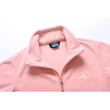 GIMECEN Women's Lightweight Full Zip Soft Polar Fleece Jacket Outdoor Recreation Coat With Zipper Pockets Large