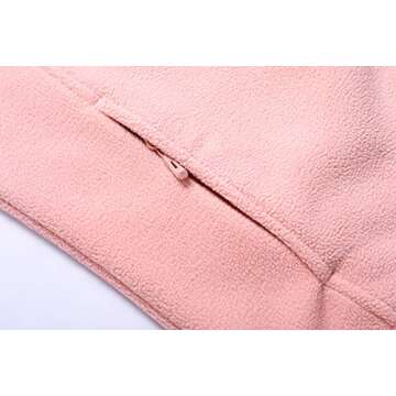 GIMECEN Women's Lightweight Full Zip Soft Polar Fleece Jacket Outdoor Recreation Coat With Zipper Pockets Large