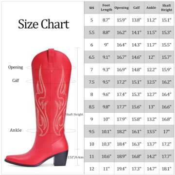 Pasuot Red Cowboy Boots for Women - Stylish and Comfortable