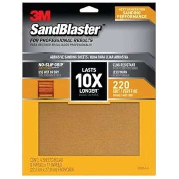 3M 20220-G-4 Sandpaper with No-Slip Grip - Precision Sanding with Control