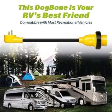 GearIT 30 Amp to 15 Amp 110 Volt RV Adapter Cord with Locking Connector, 30Amp Female to 15Amp Male Dogbone RV Trailer Camper, NEMA 5-15P L5-30R, STW 10 Gauge Heavy Duty Electrical Power - 12in, 1ft