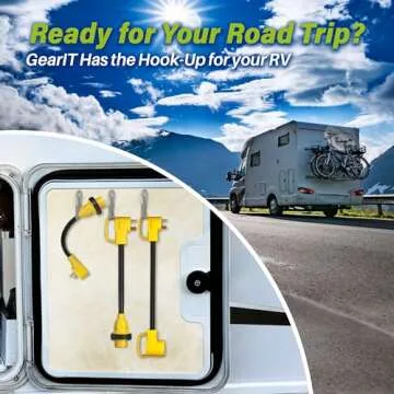 GearIT 30 Amp to 15 Amp 110 Volt RV Adapter Cord with Locking Connector, 30Amp Female to 15Amp Male Dogbone RV Trailer Camper, NEMA 5-15P L5-30R, STW 10 Gauge Heavy Duty Electrical Power - 12in, 1ft