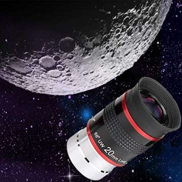 SVBONY Telescope Eyepiece 1.25 inches Telescope Accessory 68 Degree Ultra Wide Angle Astronomy Gifts (20mm)