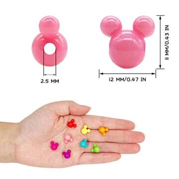 200 Pieces Mouse Head Acrylic Beads 12 MM Pastel Cartoon Spacer Beads for DIY Bracelet Necklace Supplies (Mix Colors)