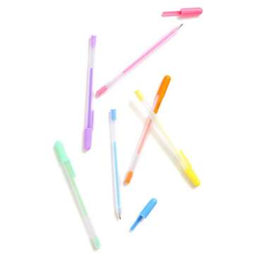 ban.do Write On Colored Gel Pen Set of 6, Plastic Stick Pens with Non-Toxic Colorful Ink, Rainbow