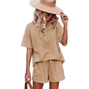 CORSKI Women’s Short Sleeve Solid Color Pullover With Shorts Tracksuit Jogging Suit Casual Loungew...