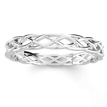 Elegant Celtic Knot Eternity Band Ring in 925 Sterling Silver