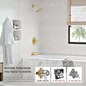 HomGoo Tub Shower Faucet Set - Luxury 6 Inch High-Pressure Rain Shower