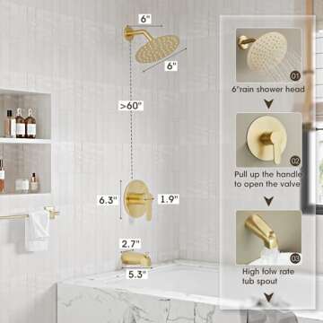 HomGoo Tub Shower Faucet Set with 6 Inch Rain Shower