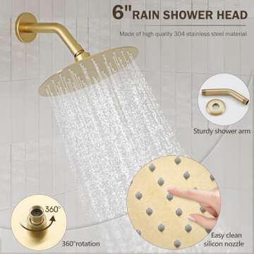HomGoo Tub Shower Faucet Set with 6 Inch Rain Shower