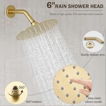 HomGoo Tub Shower Faucet Set with 6 Inch Rain Shower