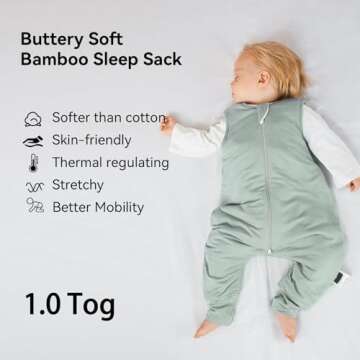 BubblePanda Rayon Made from Bamboo Toddler Sleep Sack with Feet 24-36 Months 1.0 Tog Ultra Soft Todd...