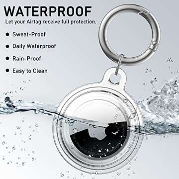 Waterproof Holder for Airtag, DDJ 4 Pack Airtag Keychain, AirTag Case for Dog Collar, Luggage, Keys, Full Body Anti-Scratch Protective (PU Leather: Black/Brown, Clear: White/Black)