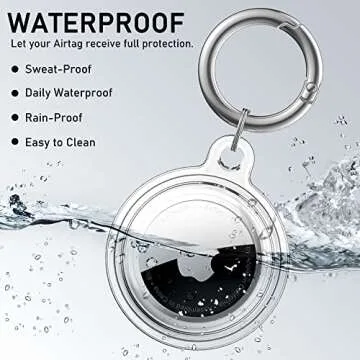 Waterproof Holder for Airtag, DDJ 4 Pack Airtag Keychain, AirTag Case for Dog Collar, Luggage, Keys, Full Body Anti-Scratch Protective (PU Leather: Black/Brown, Clear: White/Black)