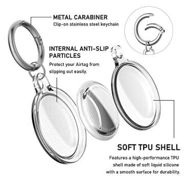 Waterproof Holder for Airtag, DDJ 4 Pack Airtag Keychain, AirTag Case for Dog Collar, Luggage, Keys, Full Body Anti-Scratch Protective (PU Leather: Black/Brown, Clear: White/Black)