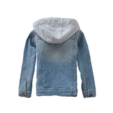 Mallimoda Kids Boys Girls Hooded Denim Jacket Zipper Coat Outerwear