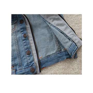 Mallimoda Kids Boys Girls Hooded Denim Jacket Zipper Coat Outerwear