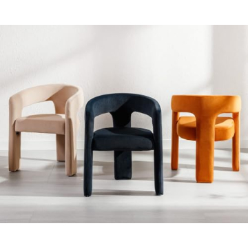 Luxurious HNY Modern Barrel Kitchen Chair - Velvet Upholstered Accent