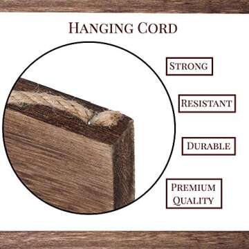 ALBEN Wooden Hanging Welcome Sign – Reversible Message 12" x 6" Rectangular Farmhouse Outdoor/Indoor Décor – Rustic Sign for Porch or Front Door Natural Wood Grain (Brown)