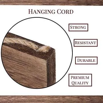 ALBEN Wooden Hanging Welcome Sign – Reversible Message 12" x 6" Rectangular Farmhouse Outdoor/Indoor Décor – Rustic Sign for Porch or Front Door Natural Wood Grain (Brown)