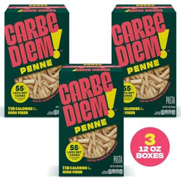 CARBE DIEM! Penne | 3x 12oz Bags | Lower Net Carb Pasta with a Traditional Flavor & Texture | Pasta ...