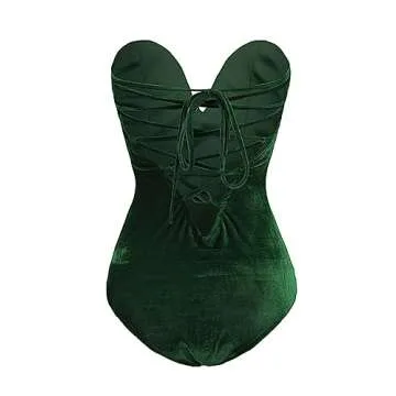 Sorrica Velvet Sweetheart Neck Bodysuit - Elegance Awaits