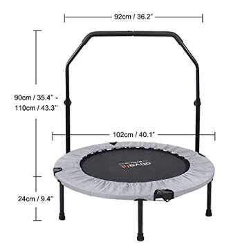 Ativafit 36'' Trampoline for Kids Foldable Mini Toddler Trampoline with Comfortable Foam Handle Play Indoor Outdoor Home Use Gifts for Boys Girls for Fun