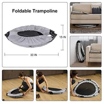 Ativafit 36'' Trampoline for Kids Foldable Mini Toddler Trampoline with Comfortable Foam Handle Play Indoor Outdoor Home Use Gifts for Boys Girls for Fun