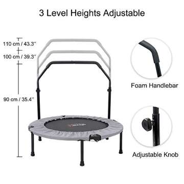 Ativafit 36'' Trampoline for Kids Foldable Mini Toddler Trampoline with Comfortable Foam Handle Play Indoor Outdoor Home Use Gifts for Boys Girls for Fun