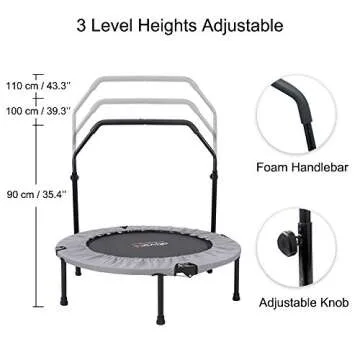 Ativafit 36'' Trampoline for Kids Foldable Mini Toddler Trampoline with Comfortable Foam Handle Play Indoor Outdoor Home Use Gifts for Boys Girls for Fun