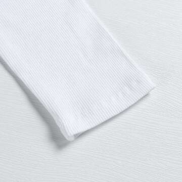 Roselux Womens Long Sleeve Scoop Neck Ribbed Knit Fitted Casual Tops Tee Slim Basic Shirts(3924,White-XL)